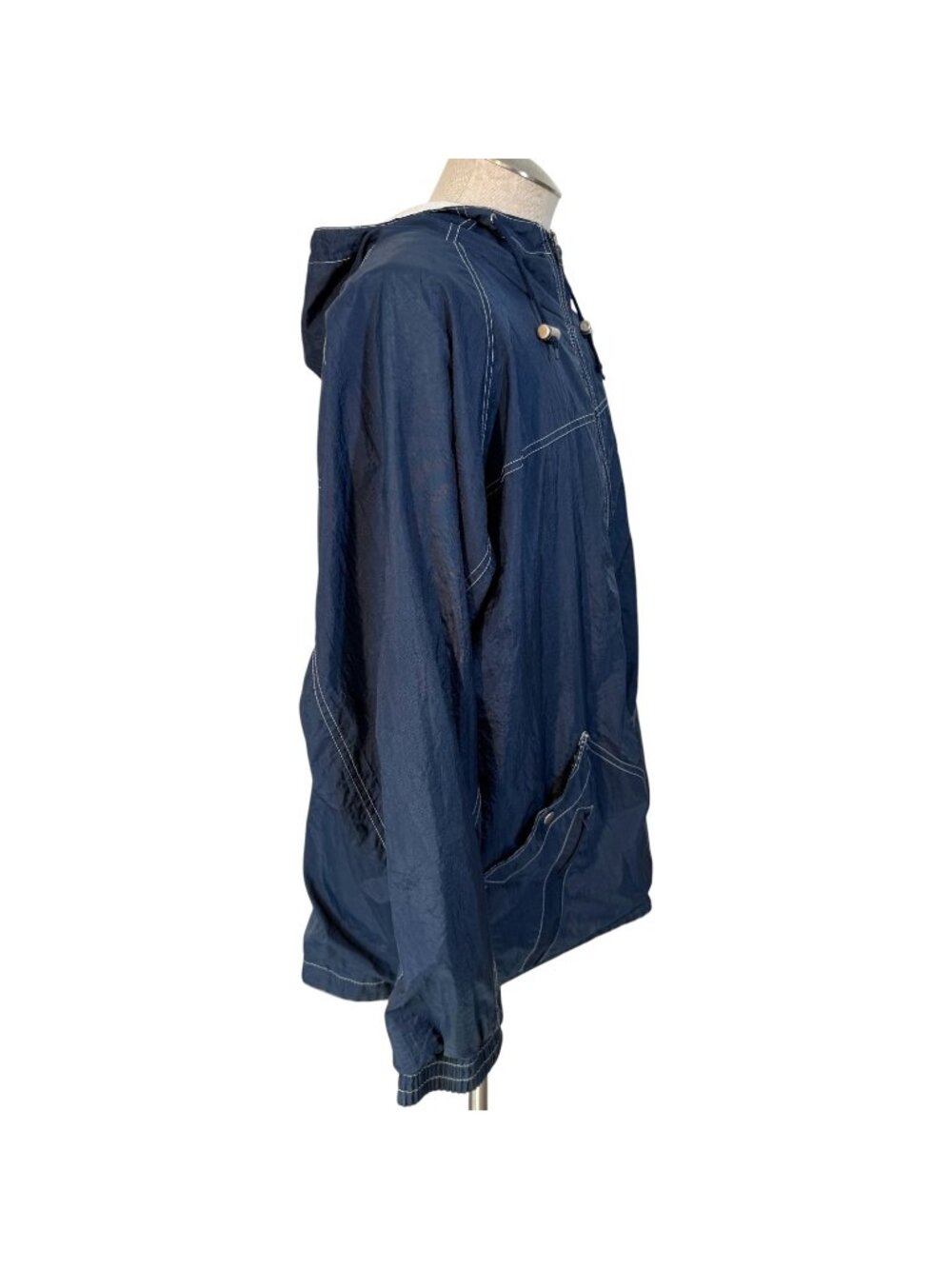VTG University Of Michigan Blue Jacket Windbreaker M Hood Drawstring Hem Pocket - Picture 4 of 7